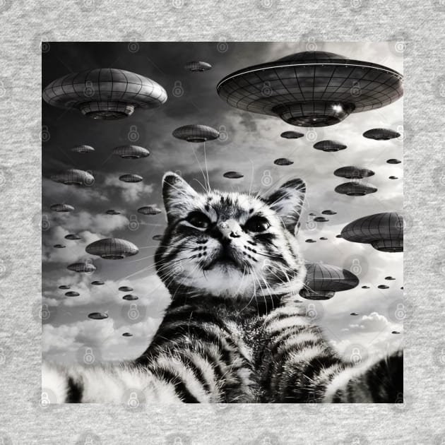 Selfie of Funny Cat And Aliens UFO 2 by Megadorim